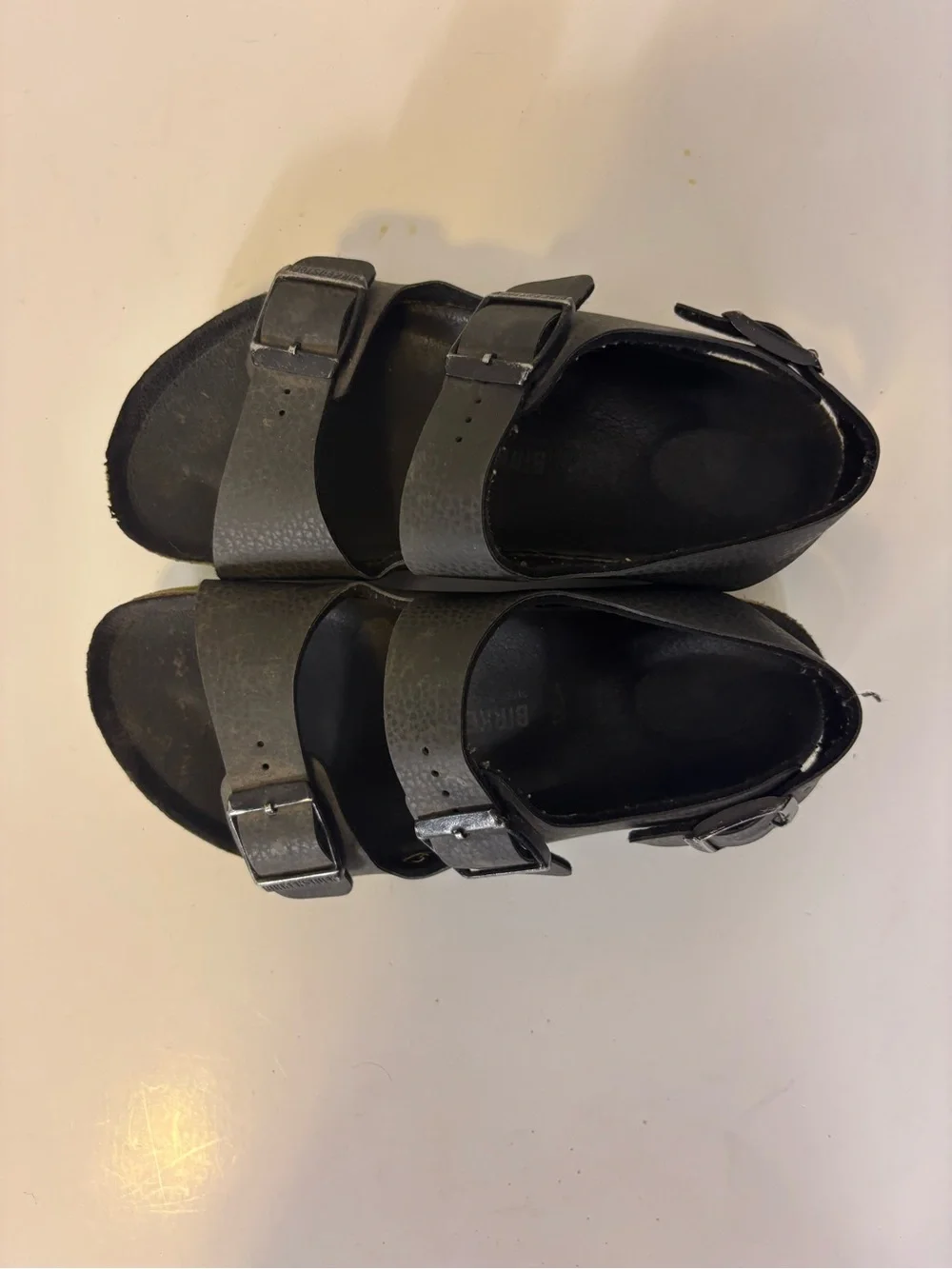 Birkenstock Kids Black Triple Buckle Sandals with Neon Green Sole Kids 13-13.5